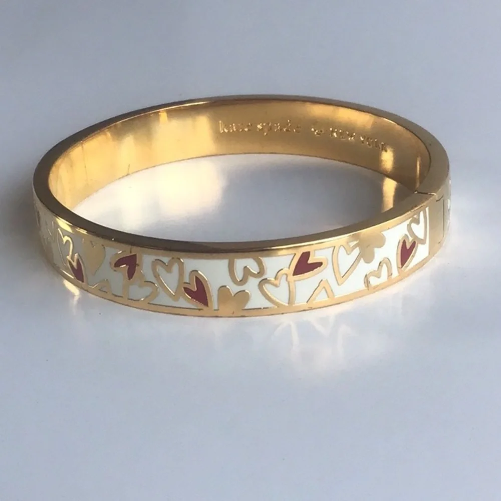 Kate Spade All My Love hearts gold plated Bangle Bracelet Rare - Picture 14 of 16